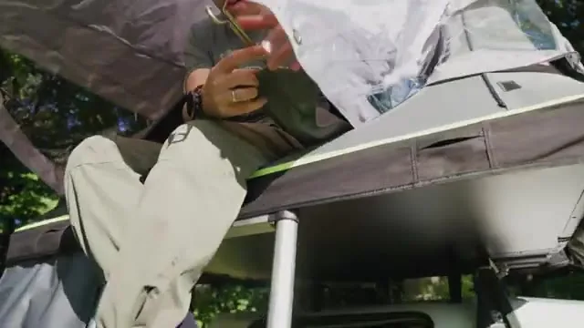 Ladder access to the Outwell Bamfield 140 rooftop tent
