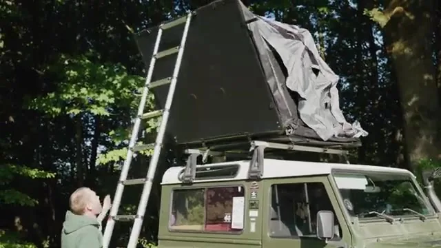 Outwell Bamfield 140 roof tent erected on a vehicle