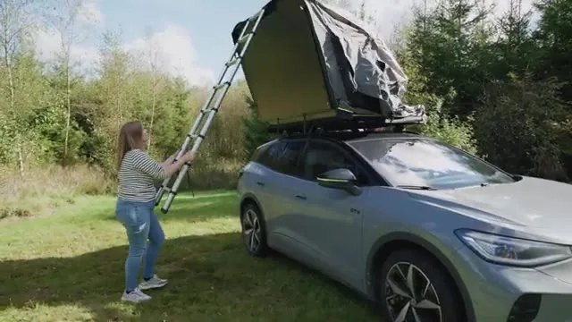 Outwell Bamfield 160 rooftop tent with ladder ready for camping