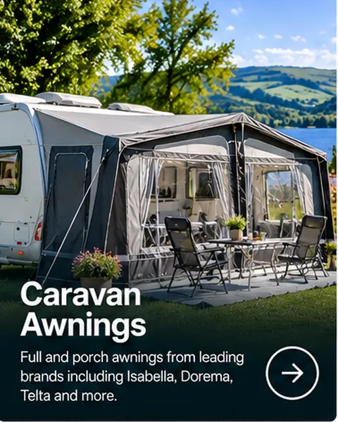 Caravan awnings including full awnings and porch awnings for touring caravans