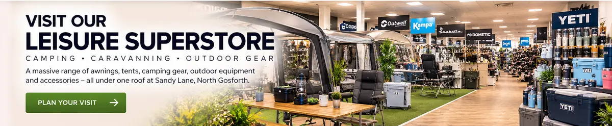 Visit UBC Shop leisure superstore at Sandy Lane, North Gosforth for camping equipment, awnings and outdoor accessories