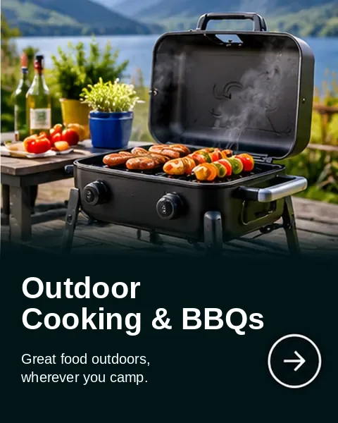 Portable camping barbecue and outdoor cooking equipment