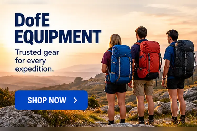 Duke of Edinburgh expedition equipment including rucksacks, tents and essential camping gear