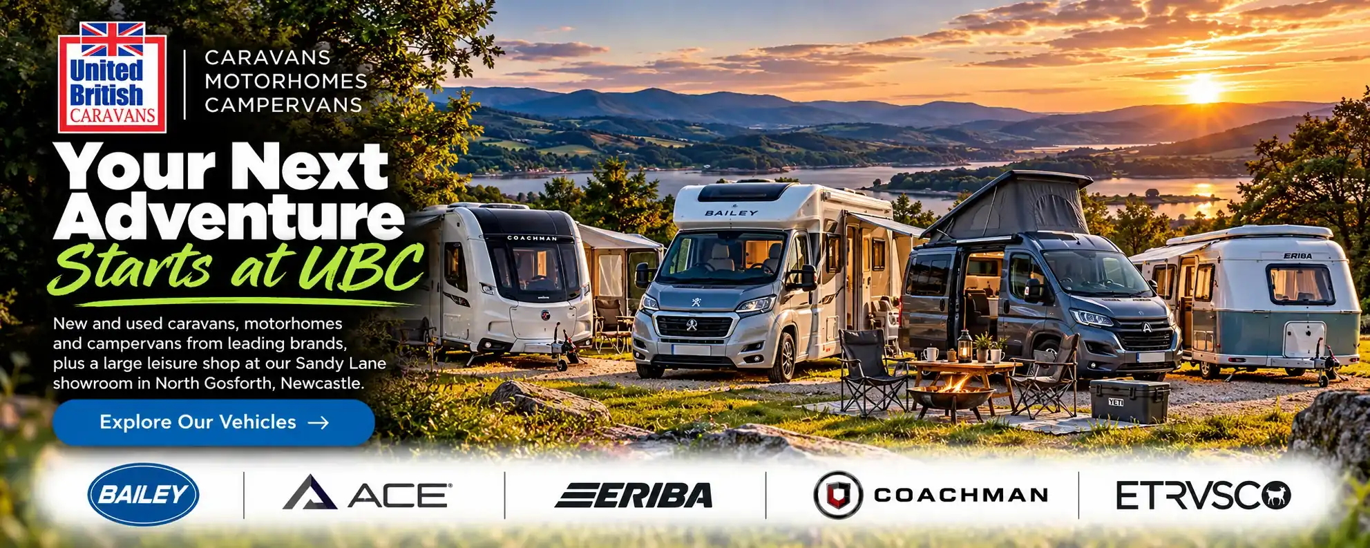 New and used caravans, campervans and motorhomes at United British Caravans in Newcastle