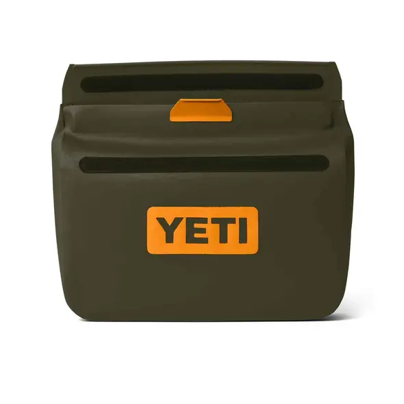 Yeti Sidekick Dry 3L Waterproof Gear Case Olive/King Crab Orange open